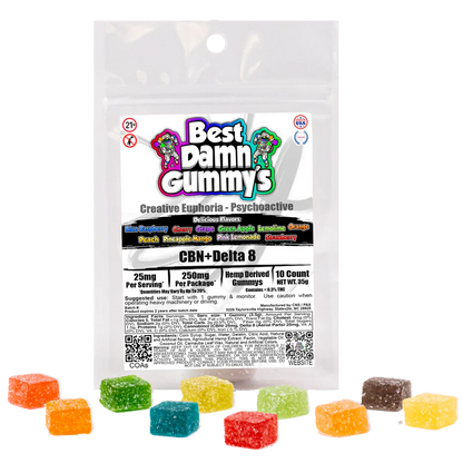 CBN 25mg + Delta 8 THC 25mg Gummies