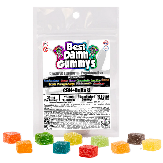 CBN 25mg + Delta 8 THC 25mg Gummies